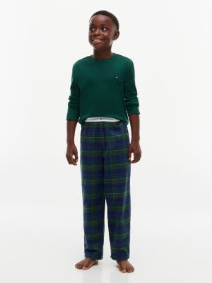 brown signature check long sleeve pyjama set for boys tommy hilfiger