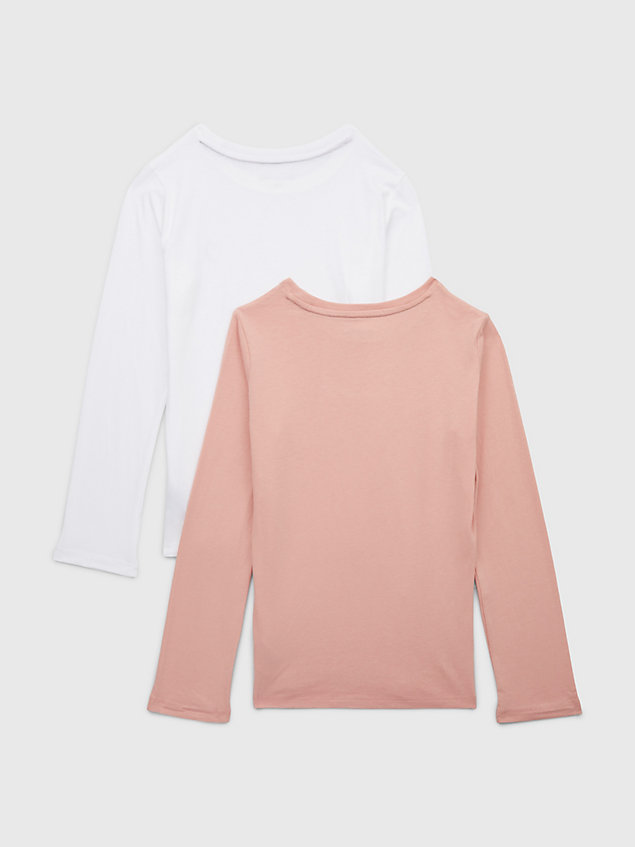 pink 2-pack original long sleeve t-shirts for girls tommy hilfiger