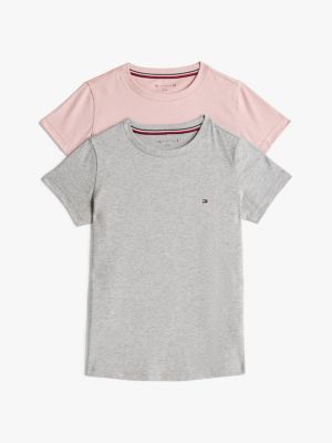 pack de 2 camisetas signature de cuello redondo multi de niñas tommy hilfiger