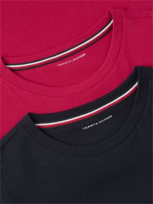 bruin set van 2 signature jersey lounge-t-shirts met vlag voor meisjes - tommy hilfiger
