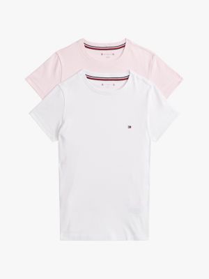 pack de 2 camisetas signature de cuello redondo multi de niñas tommy hilfiger