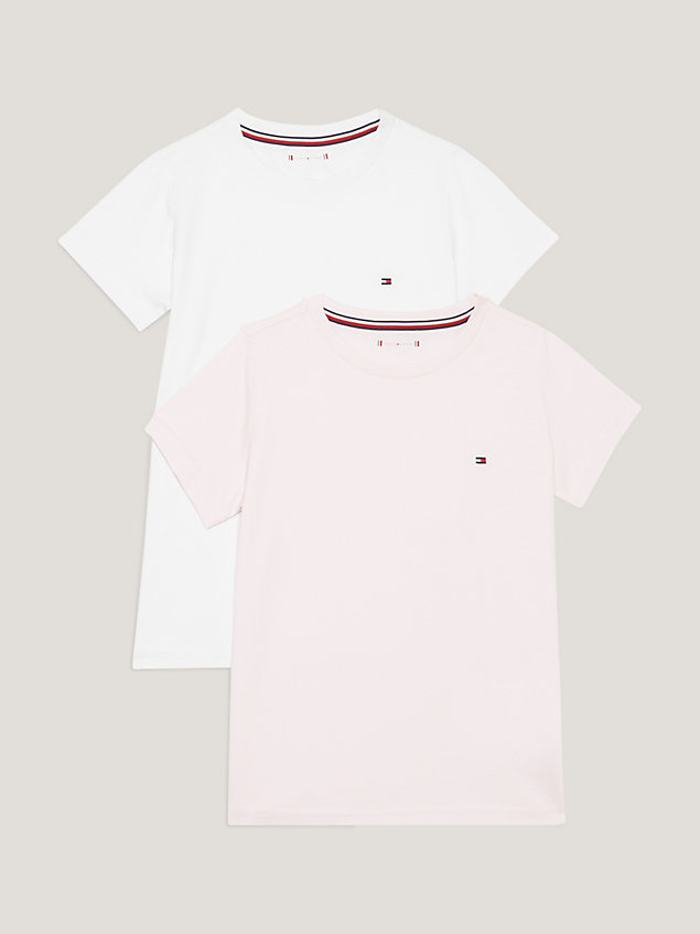 pink th original set van 2 t-shirts met vlag voor meisjes - tommy hilfiger