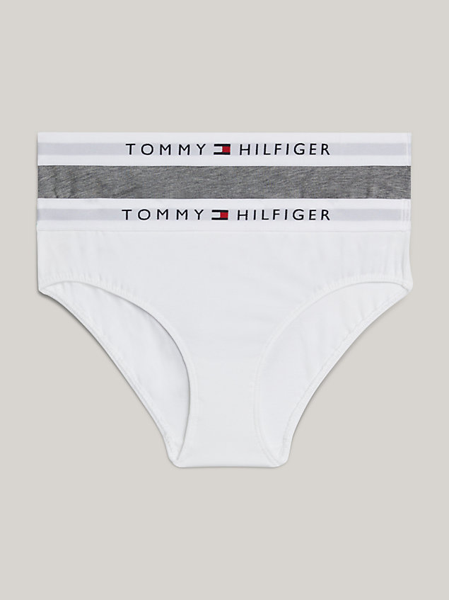 grey th original set van 2 slips met logotaille voor meisjes - tommy hilfiger