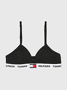 black tommy 85 stretch cotton padded triangle bra for girls tommy hilfiger