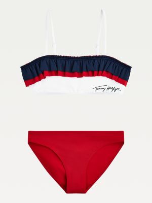 Ruffle Twist Bandeau Bikini Set | WHITE 