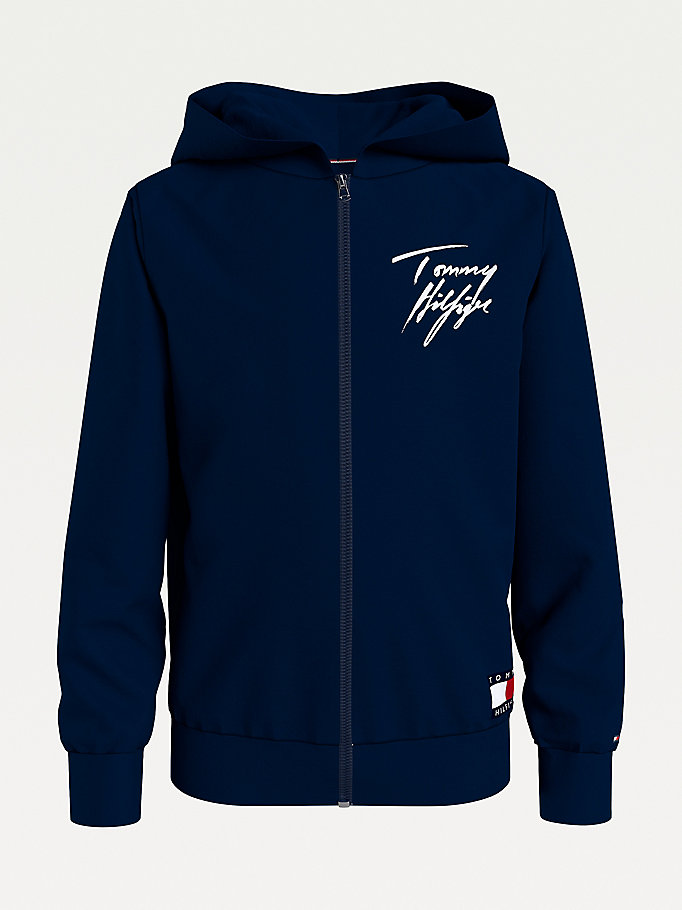 blue lounge signature hoody for girls tommy hilfiger