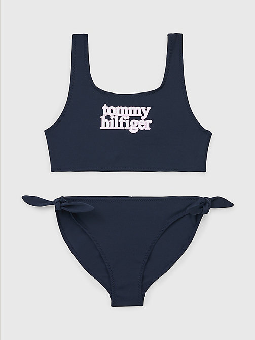 blauw bralette-bikiniset met polkadotprint voor girls - tommy hilfiger