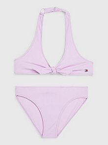 paars triangel-bikiniset met halternek voor meisjes - tommy hilfiger