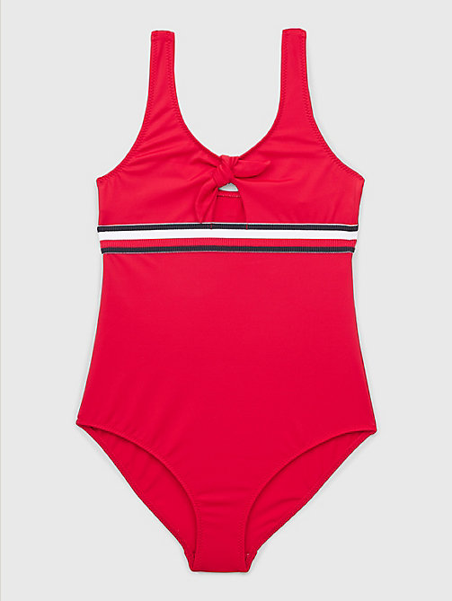red bow one-piece swimsuit for girls tommy hilfiger