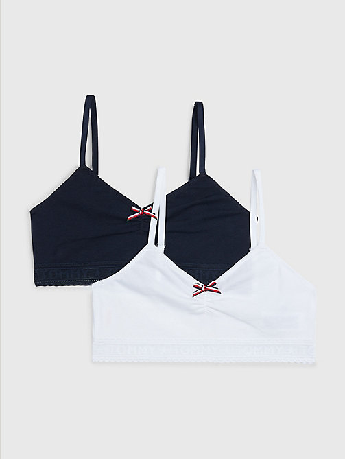white 2-pack tonal logo lace bralettes for girls tommy hilfiger