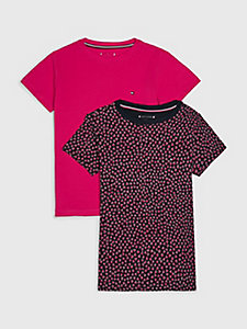 pink 2-pack heart print t-shirts for girls tommy hilfiger