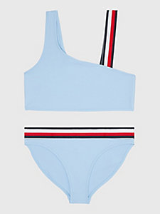blau bikini-set mit tommy-tape für girls - tommy hilfiger