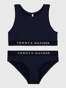blue original crop top bikini set for girls tommy hilfiger