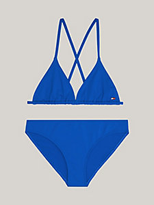 blue tommy hilfiger x vacation fixed triangle bikini set for girls tommy hilfiger