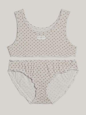 beige th established bralette und slip in geschenkbox für mädchen - tommy hilfiger