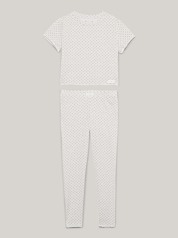 beige th established short-sleeve leggings pyjama set for girls tommy hilfiger