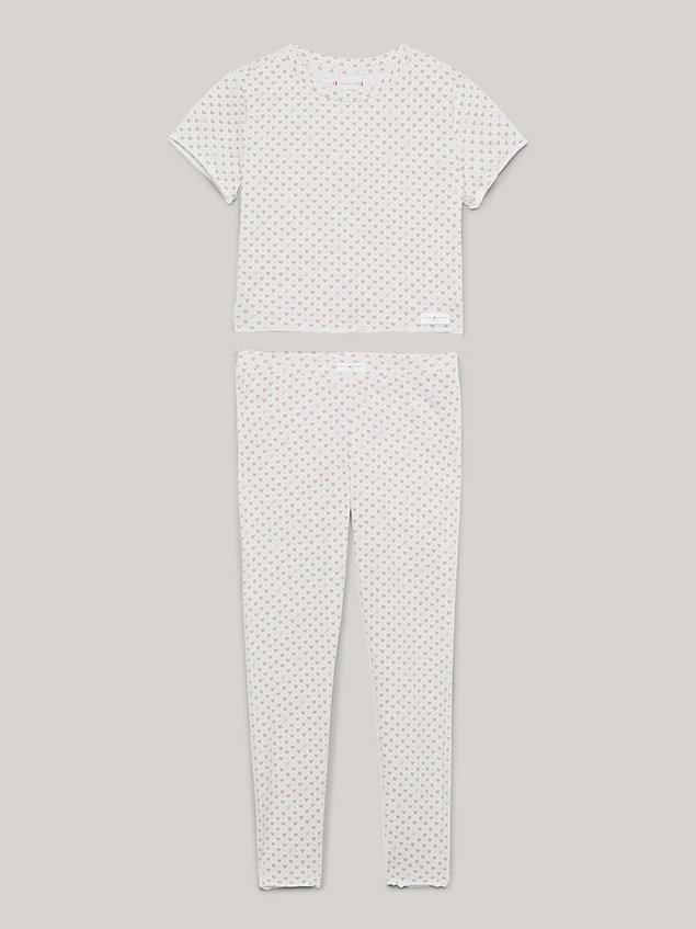 beige th established short-sleeve leggings pyjama set for girls tommy hilfiger