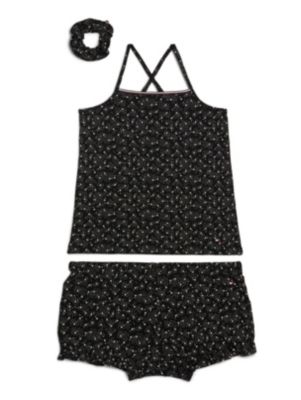 black global stripe kurzes pyjamaset in geschenkbox für mädchen - tommy hilfiger