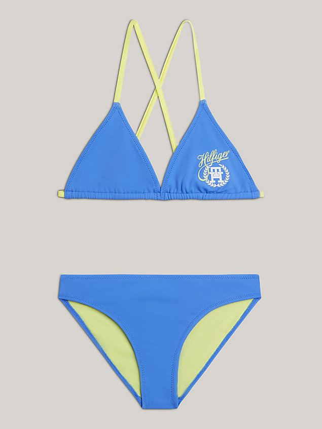 blue th original triangle logo bikini set for girls tommy hilfiger