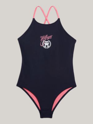 TH Original Logo One Piece Swimsuit Blue Tommy Hilfiger