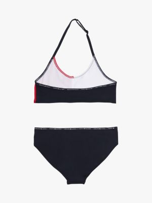 multi colour-blocked bralette bikini set for girls tommy hilfiger