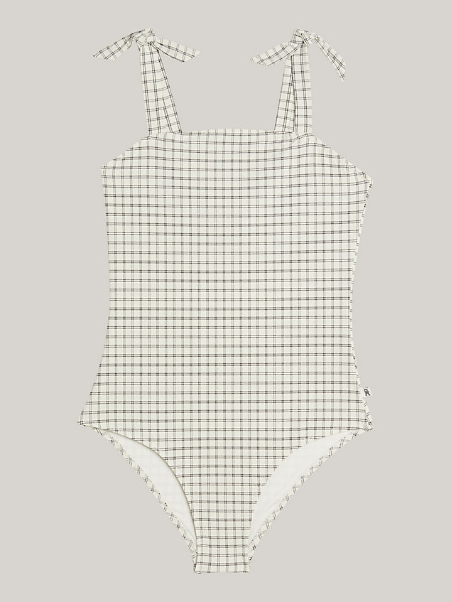 black retro one-piece bow strap swimsuit for girls tommy hilfiger