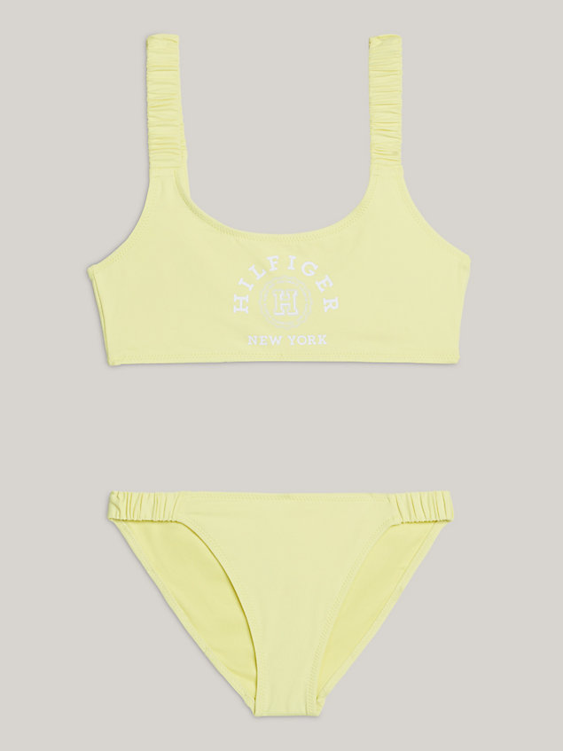 yellow bikini z biustonoszem bralette i logo dla dziewczynki - tommy hilfiger