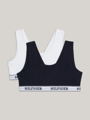 white 2er-pack hilfiger monotype wickeloptik-bralettes für mädchen - tommy hilfiger