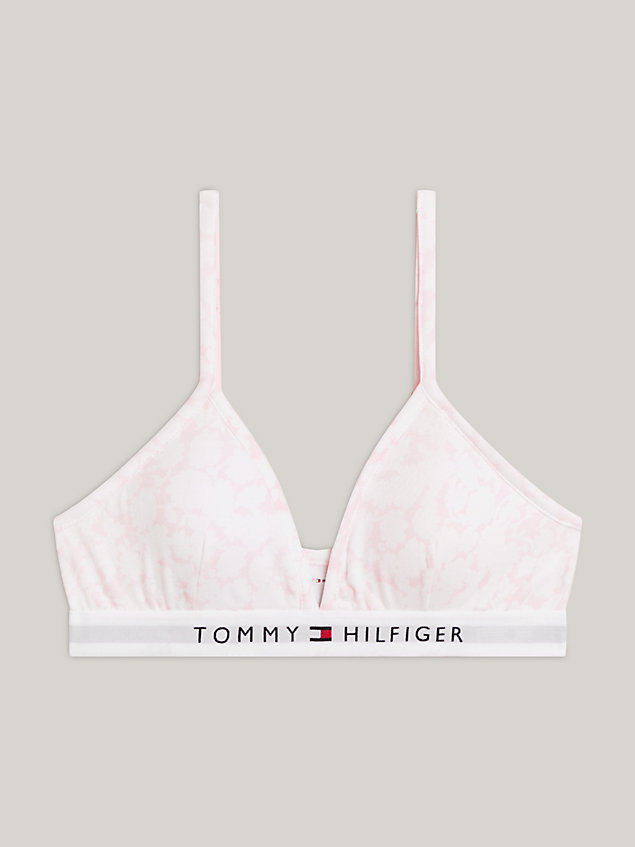 pink th original print padded triangle bra for girls tommy hilfiger