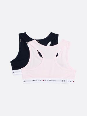 lot de 2 bralettes signature sans rembourrage bleu pour filles tommy hilfiger