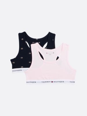 lot de 2 bralettes signature sans rembourrage bleu pour filles tommy hilfiger