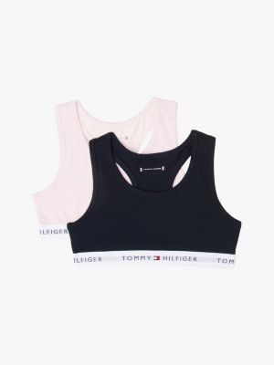 multi set van 2 signature-bralettes met print voor meisjes - tommy hilfiger