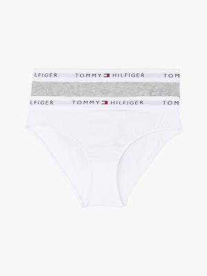 2 pack slip con elastico in vita e logo white da bambine tommy hilfiger