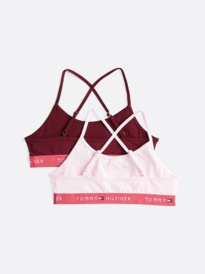 lot de 2 bralettes croisées sans rembourrage rose pour filles tommy hilfiger