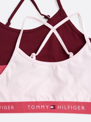 pink 2-pack crossover strap unpadded bralettes for girls tommy hilfiger