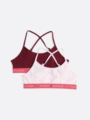 lot de 2 bralettes croisées sans rembourrage rose pour filles tommy hilfiger