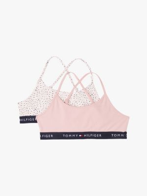 lot de 2 bralettes signature à bretelles croisées plusieurs couleurs pour filles tommy hilfiger