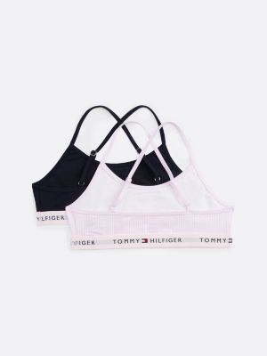 2 pack bralette incrociate con stampa rosa da bambine tommy hilfiger