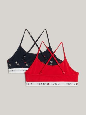 2 pack bralette incrociate con stampa multicolore da bambine tommy hilfiger