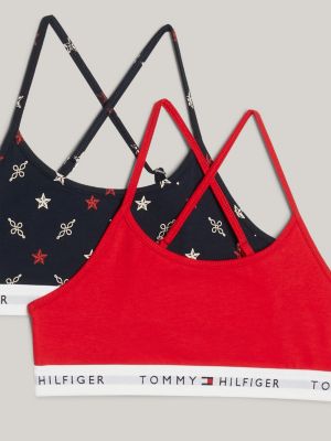 2 pack bralette incrociate con stampa multicolore da bambine tommy hilfiger