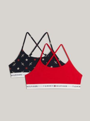 2 pack bralette incrociate con stampa multi da bambine tommy hilfiger