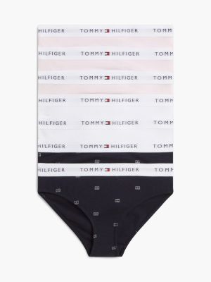 brown 7-pack signature logo waistband briefs for girls tommy hilfiger