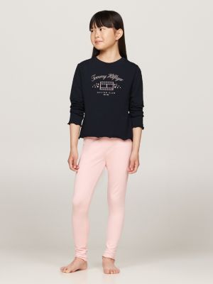 ensemble de pyjama à manches longues bleu pour filles tommy hilfiger