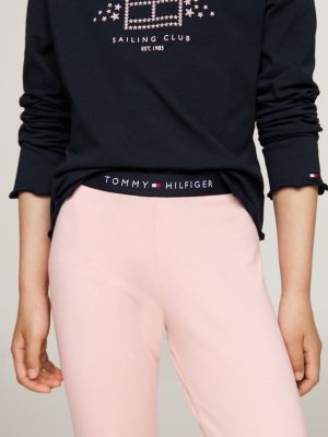 blue long sleeve top pyjama set for girls tommy hilfiger