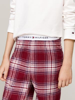 grau pyjama mit print-logo am taillenbund für mädchen - tommy hilfiger