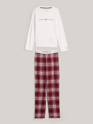 grau pyjama mit print-logo am taillenbund für mädchen - tommy hilfiger