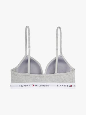 grau signature gepolsterter triangel-bh für mädchen - tommy hilfiger