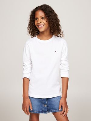 lot de 2 t-shirts signature à manches longues rose pour filles tommy hilfiger