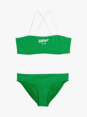 green bralette-bikini mit logo für mädchen - tommy hilfiger