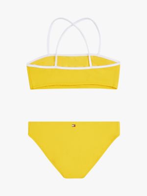 yellow logo bralette bikini set for girls tommy hilfiger